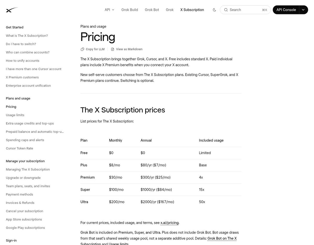 salmanr2d2's tweet photo. Merged my X, Grok and Cursor accounts into one X Subscription today.

Having Cursor Pro already got me Grok Super at half price for 6 months.

Things worth knowing before you click: it can't be undone, and Grok and Cursor now share one weekly usage pool. https://t.co/zklkJxNtr5