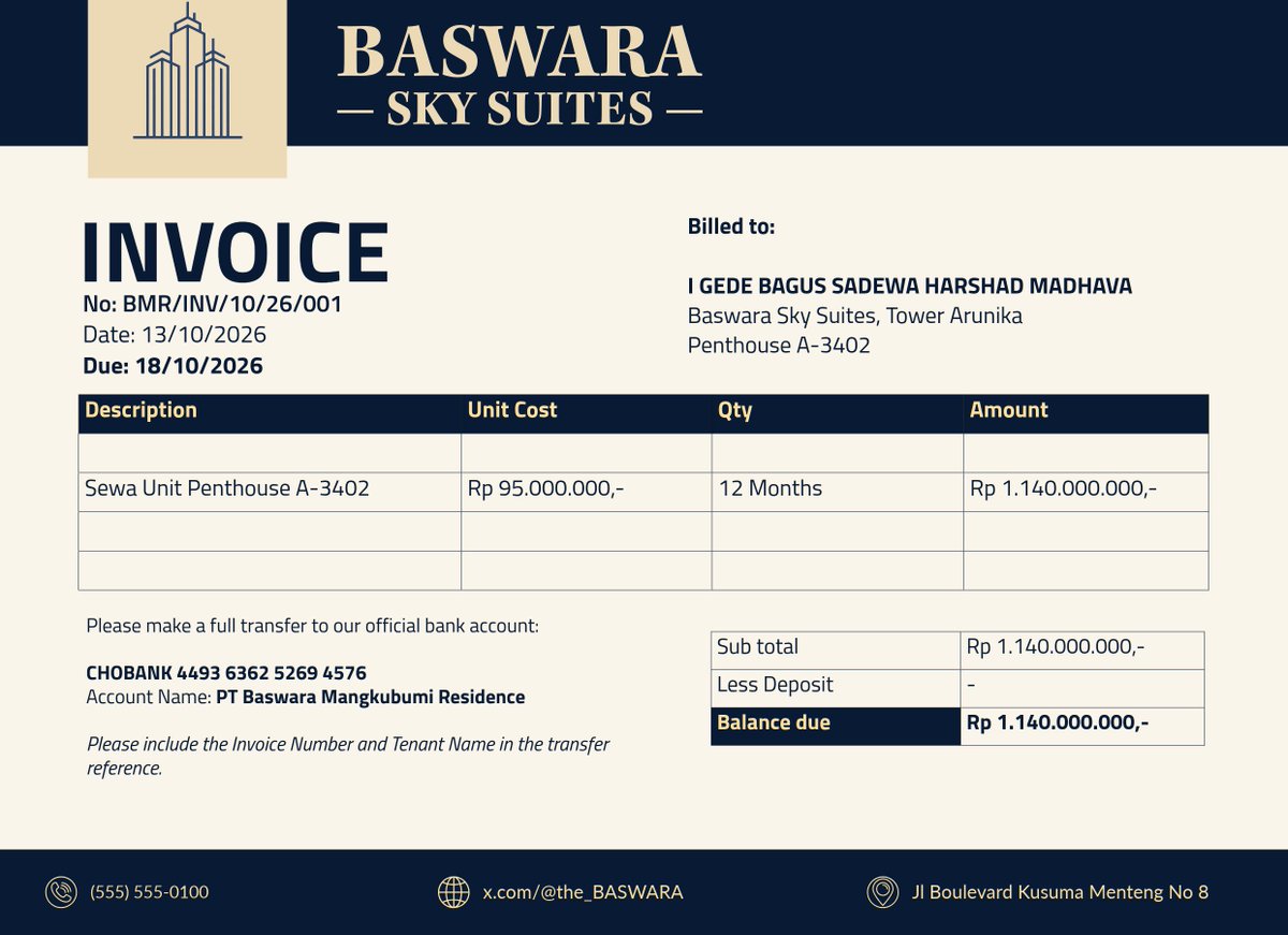 the_BASWARA's tweet photo. ⠀
𝐓𝐨: b͟u͟d͟i͟a͟r͟t͟a͟@t͟h͟e͟m͟a͟d͟h͟a͟v͟a͟g͟r͟o͟u͟p͟.c͟o͟m͟
𝐅𝐫𝐨𝐦: m͟a͟r͟k͟e͟t͟i͟n͟g͟@b͟a͟s͟w͟a͟r͟a͟r͟e͟s͟i͟d͟e͟n͟c͟e͟.c͟o͟m͟
𝐒𝐮𝐛𝐣𝐞𝐜𝐭: Official Invoice &amp; Next Steps for Penthouse 𝐀-𝟑𝟒𝟎𝟐 Lease – Bapak I Gede Bagus Sadewa Harshad Madhava
⠀ https://t.co/1bKFkSX7MJ