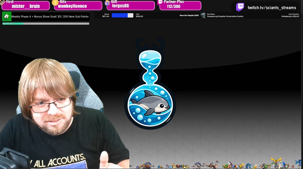 SciAnts_Media's tweet photo. Thank you for the wonderful stream! We chatted about vaquita genetics and conservation as we raised money for the saving of this species! Thank you @KaseySnowArt @avalonangelz @onlythomwilltell @baronofbile @yangularoo @RealFishDoc @emilordy @labgoat @hazel_azazel @petradactylus for the raids! We passed the love to @mcd00dle!
