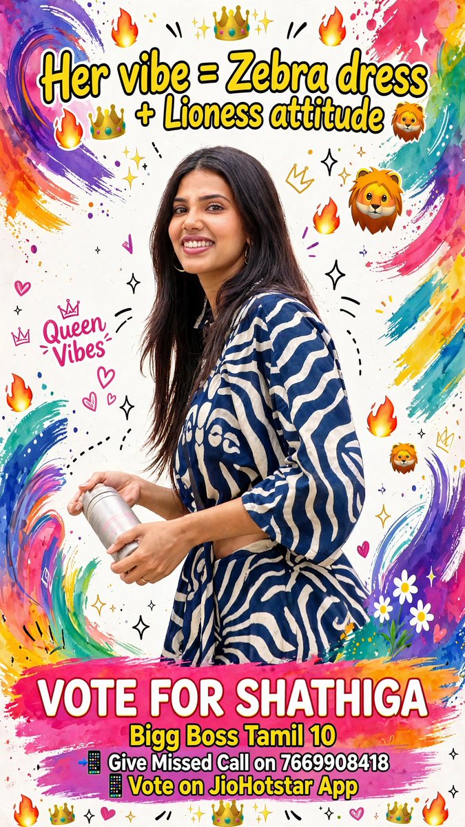 MadanikaMu67396's tweet photo. In a world full of trends, Shathiga is the Standard πβ¨π€©π
Stripes on dress, Crown on head, Game in hand πππ₯ππ¦π
Give miss callsπ 7669908418
π± Vote on JioHotstar App
#VoteForShathiga
#Shathiga ππ©·πβ€οΈβπ₯ππ«Ά https://t.co/Rl1mU50dOq
