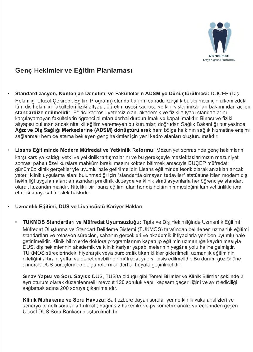 dishekdayanisma's tweet photo. 3️⃣ Özel sektörde emek sömürüsüne son verilmeli, Taban Sözleşme Modeli uygulanmalı.

4️⃣ DUS ve uzmanlık süreçleri adil ve şeffaf olmalı.

5️⃣ Standart dışı fakültelerin alımı durdurulmalı, atıl binalar ADSM'ye dönüştürülmeli. https://t.co/iJCBOtUyGB