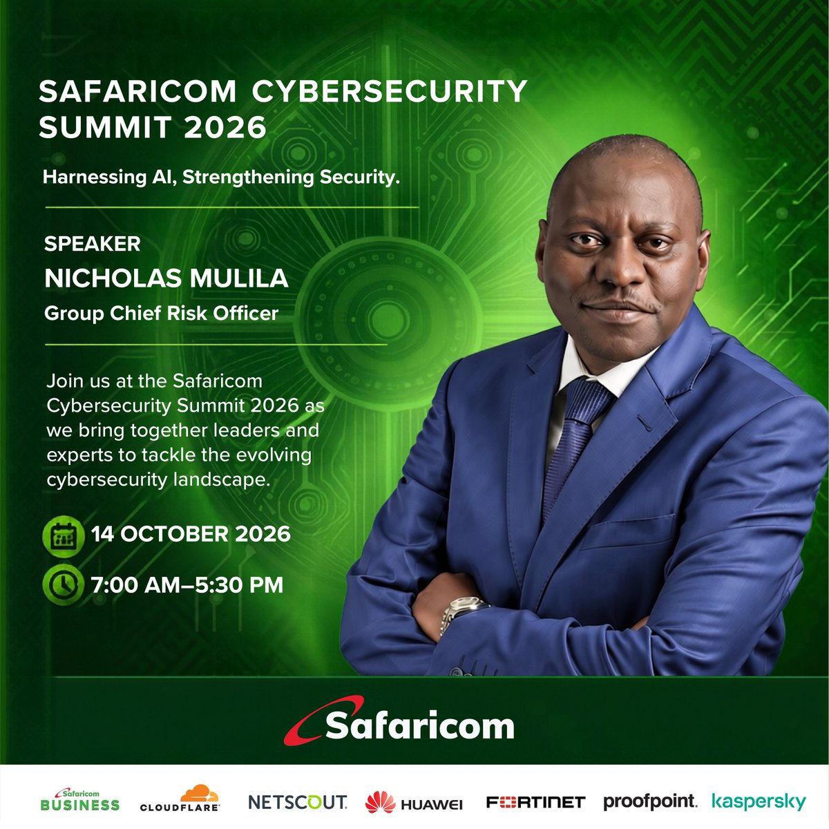 hivisasa_africa's tweet photo. Join industry experts, @SafaricomPLC leaders &amp; global partners as we explore smarter cyber defenses for Africa’s digital future under the theme 'Harnessing AI, Strengthening Security' 

Follow Live -  https://t.co/86y11PiQqu

#CyberSecuritySummit2026  https://t.co/fB6b3DiB3Q