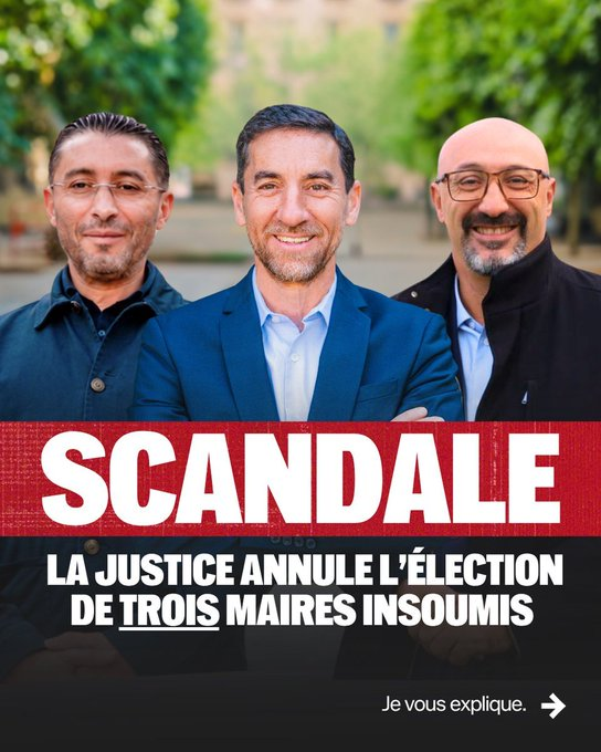 JBemfair's tweet photo. Dans la banlieue de Lyon trois scandaleuses élections de maires LFI annulées par la justice ! Le parti de la magouille pris la main dans le sac ! https://t.co/1CHhCHiDqe