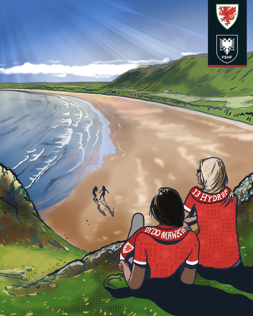 Cymru's tweet photo. DIWRNOD Y GÊM 🏴󠁧󠁢󠁷󠁬󠁳󠁿🇦🇱

Back in Llanelli with a place in a @FIFAWWC play-off final on the line 👊 https://t.co/xshIxkQPV8