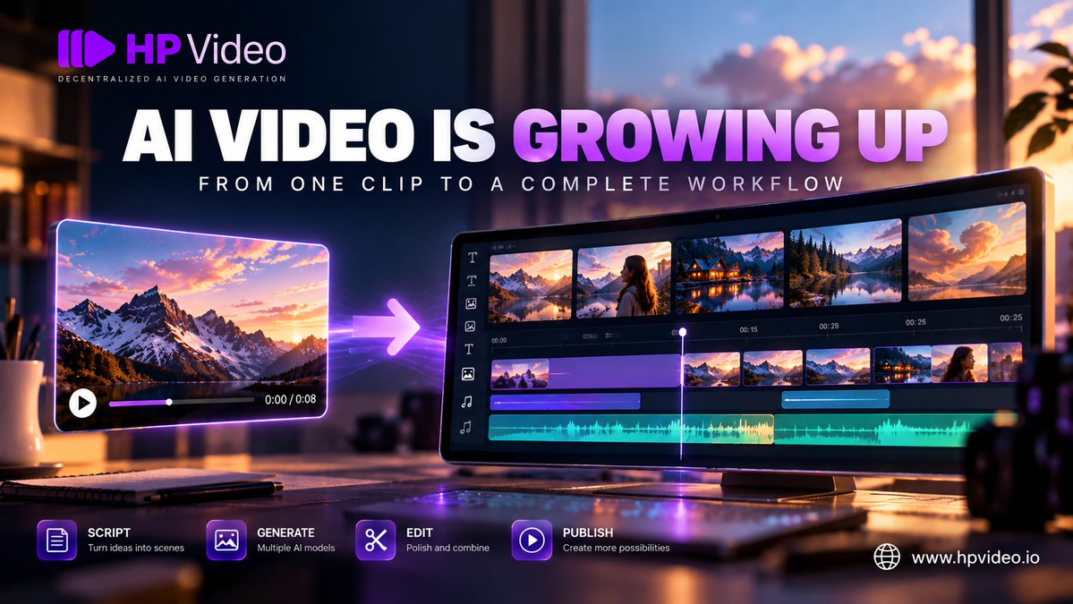HPVideoAI's tweet photo. AI video is growing up.

The real shift isn't another impressive 8-second clip. It's moving from prompt → clip to script → shots → production.

The next winner in AI video may be the workflow!

https://t.co/fKTHiqObKO

#AIVideo #AIWorkflow #AIFilmmaking #GenerativeAI https://t.co/3WRacrZDVY