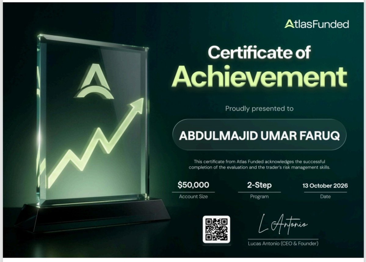 Majeed_Fxx's tweet photo. Alhamdulillah! 🎉🔥

CHALLENGE COMPLETED! ✅ FUNDED ACCOUNT RECEIVED! 💰📈

Another milestone achieved! I’ve successfully completed my challenge, and now I’m ready for the next stage. The journey continues, and the goal remains the same — consistency, discipline, and payouts! 💪🏽

One step closer to success. 🚀

Use Code: MAJEED 50% off

@atlasfunded #FundedTrader #PropFirm #TradingJourney