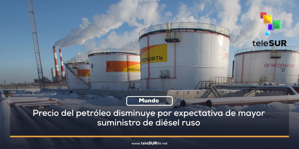 teleSURtv's tweet photo. 🛢️ Los precios del petróleo cayeron el martes tras subir unos dos dólares por barril en la sesión anterior, ante la expectativa de un mayor suministro de diésel ruso. 

#Petróleo #teleSUR https://t.co/qKA1XYYo7a