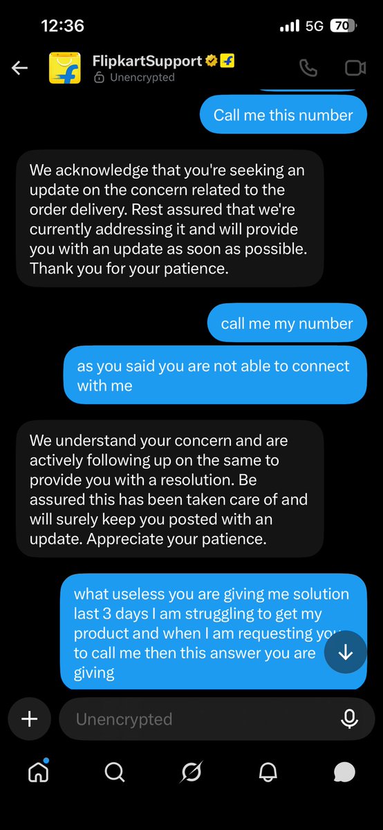 vivekank007's tweet photo. see how this @flipkartsupport doing disgusting 🤮 he said not able to connect with me then I gave my number to DM. Now see how he is giving parrot 🦜 answer. Are you thinking #Indian people are fool. Number of waste platform and number one waste customer support. https://t.co/Bu4umNQLNL