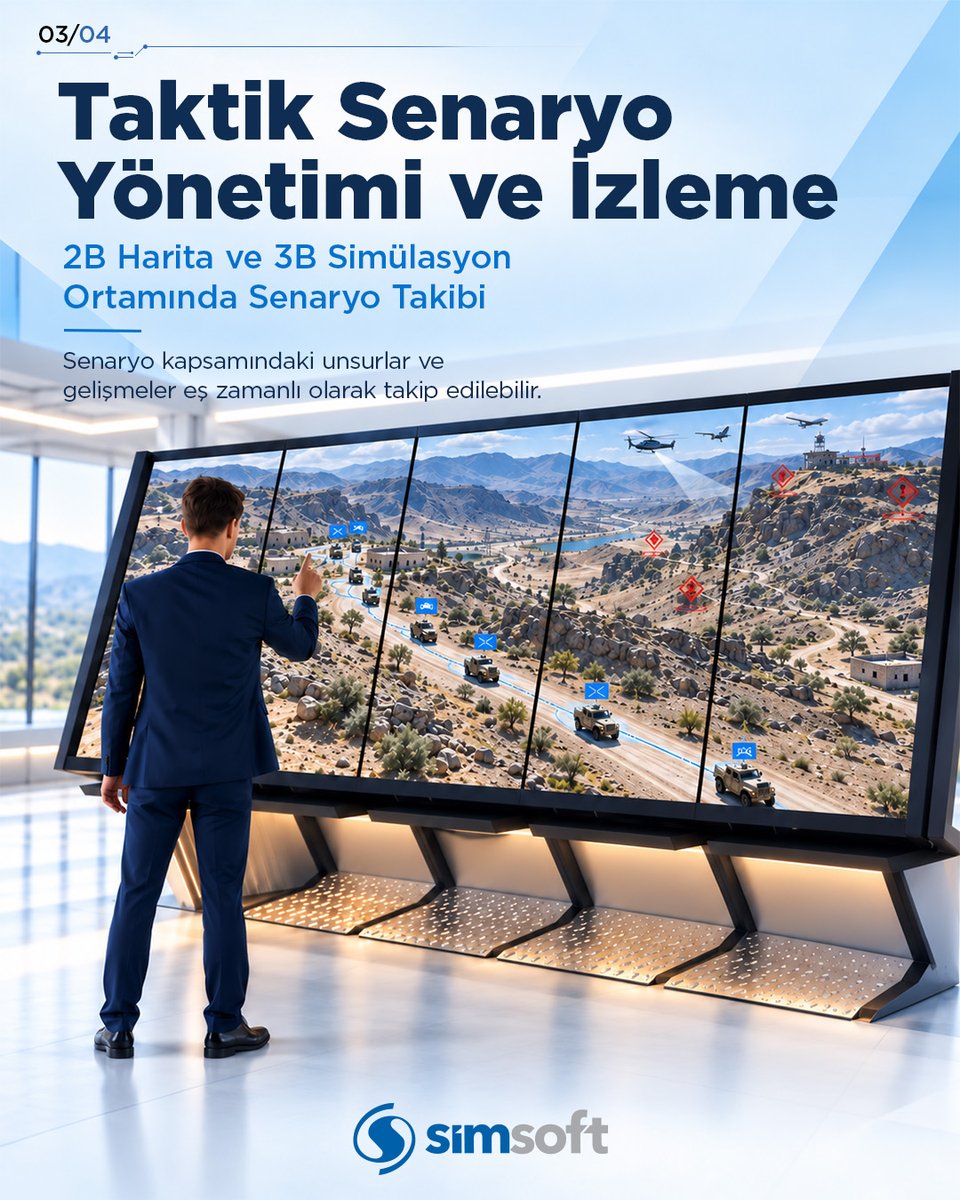 SimsoftOfficial's tweet photo. Aynı sınır güvenliği senaryosu, farklı taktik kararlarla nasıl değişir?

Simsoft Sınır Güvenliği Taktik Harp Oyun Simülasyonu, farklı taktik senaryoların uygulanmasına imkân sağlıyor. 

Bilgi için: https://t.co/5XcS9pteDX
  
#Simsoft #SavunmaTeknolojileri #MilitarySimulation https://t.co/dthMS5ueKz