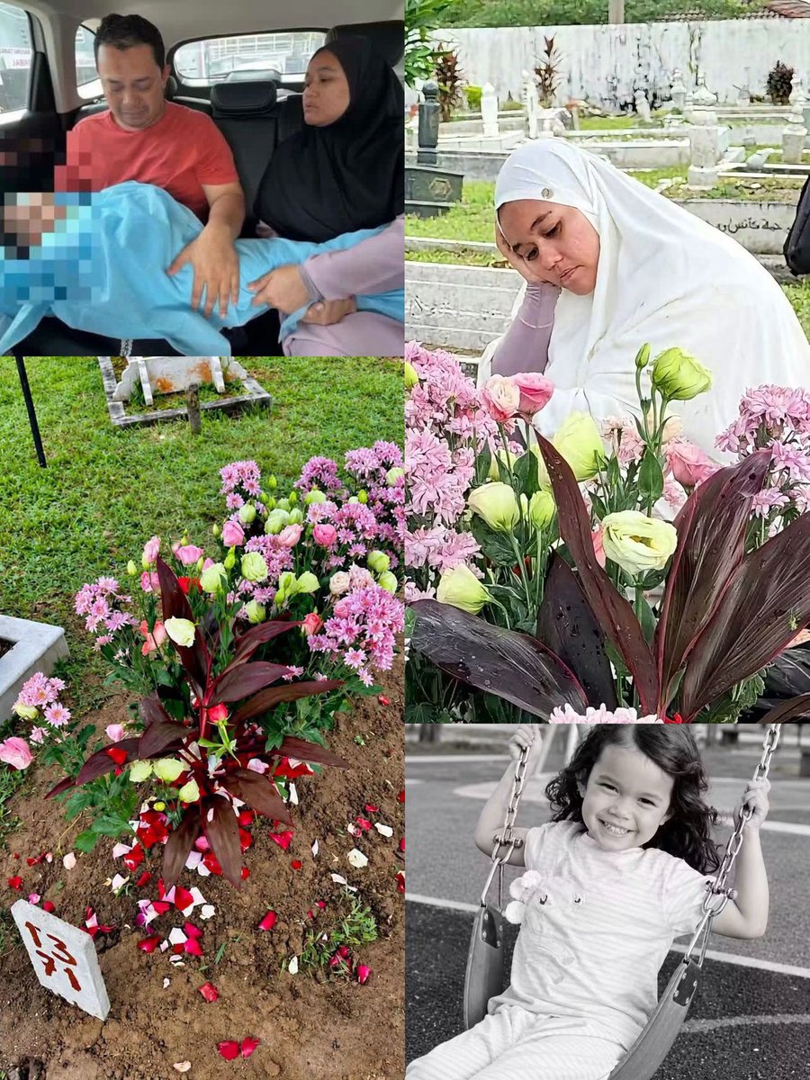 ameydeen_'s tweet photo. Allahuakbar, luluh betul hati seorang ayah dan ibu bila tengok anak kesayangan baru berusia 5 tahun terkulai tak bernyawa sebab jadi mangsa langgar lari.

Tragedi sedih ni jadi masa arwah adik Asiah naik kereta dengan ayah dia. 

THREAD https://t.co/UdA8E5ScnR