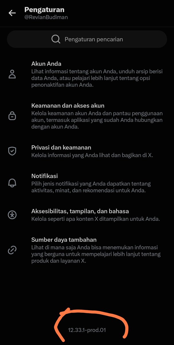 RevianBudiman's tweet photo. @naarcissusm @hansdavidian Blm di-update kali X nya wkwk, coba cek Di pengaturan X, punya aku versi 12.33.1-prod.01 https://t.co/m6fEYtnUUV