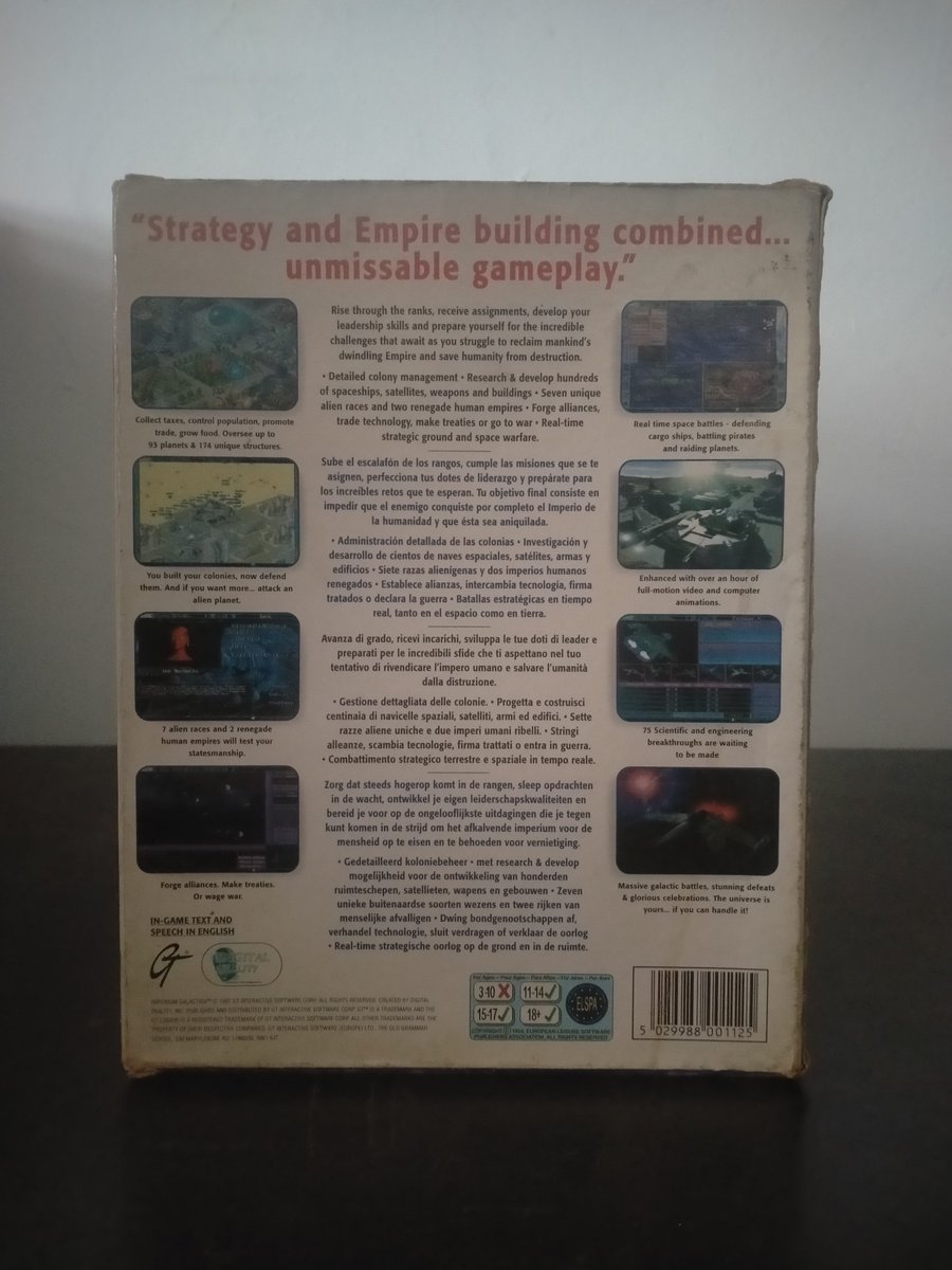 pcgamearchive's tweet photo. En Imperium Galactica (1997) no bastaba con conquistar un planeta: también había que gobernarlo. Y podías librar batallas tanto en el espacio como en tierra.
Una ambición enorme para un PC de los 90, conservada en formato Big Box.
#pcgamearchive #ImperiumGalactica #bigbox https://t.co/2cNAKFE73i