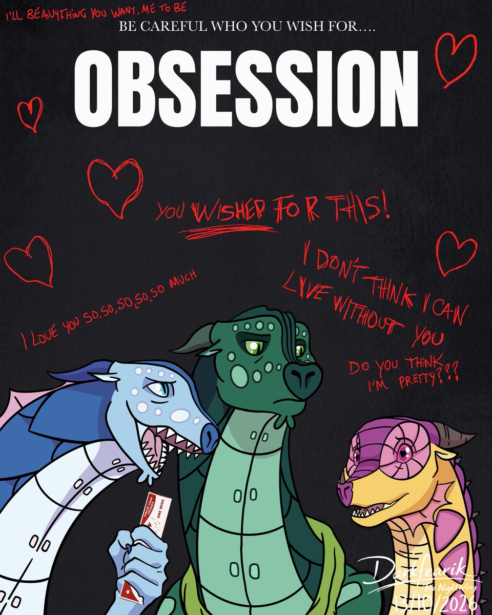 Darkfearik_NW's tweet photo. #Anemone: "I wish for #Kinkajou the #RainWing to love my brother more than anyone else in the world"—and Kinkajou goes mad. #Turtle doesn't know what to do; he's trapped! #wof #wingsoffire #obsession #wofart 

I would like to give credit to the artist Mike Holmes for his style. https://t.co/22ukqCv6oq