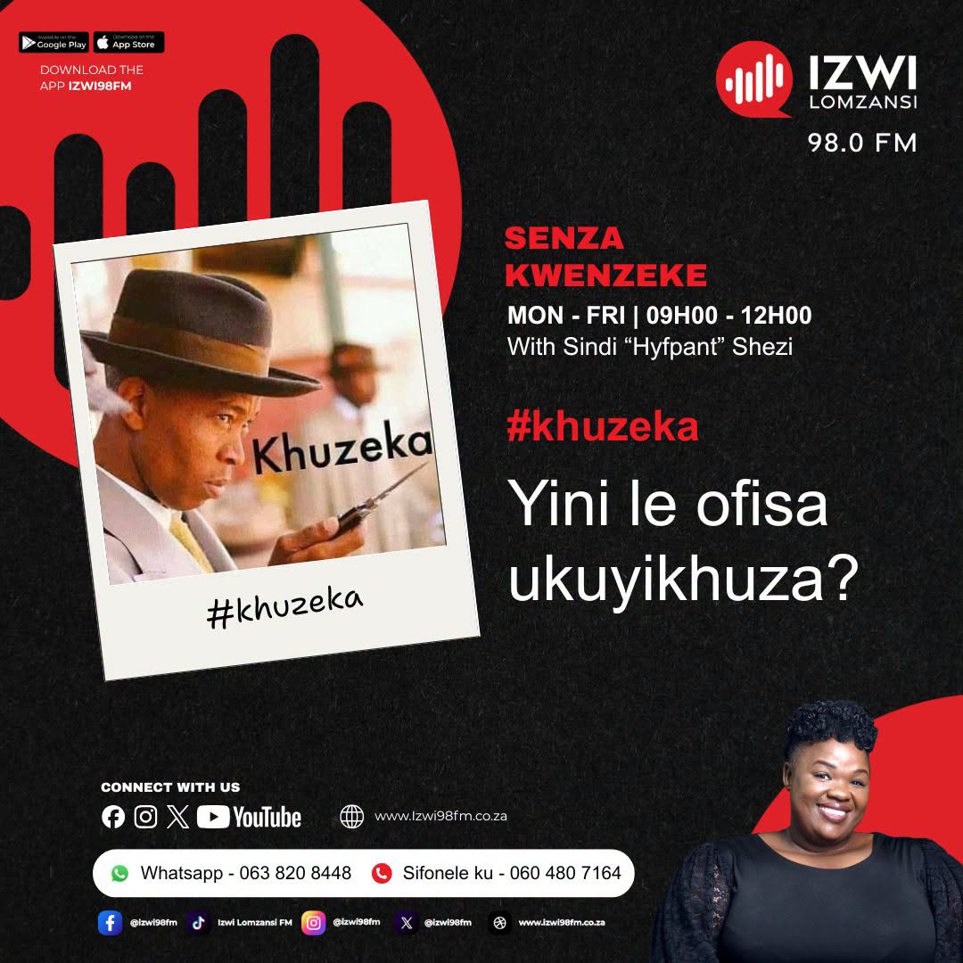 izwi98fm's tweet photo. #khuzeka
Yini le ofisa ukuthi abantu abakhuzeke kuyo?
#izwilomzasifm #izwaumehluko #senzakwenzeke #khuzeka https://t.co/Q9sSFWP4xx