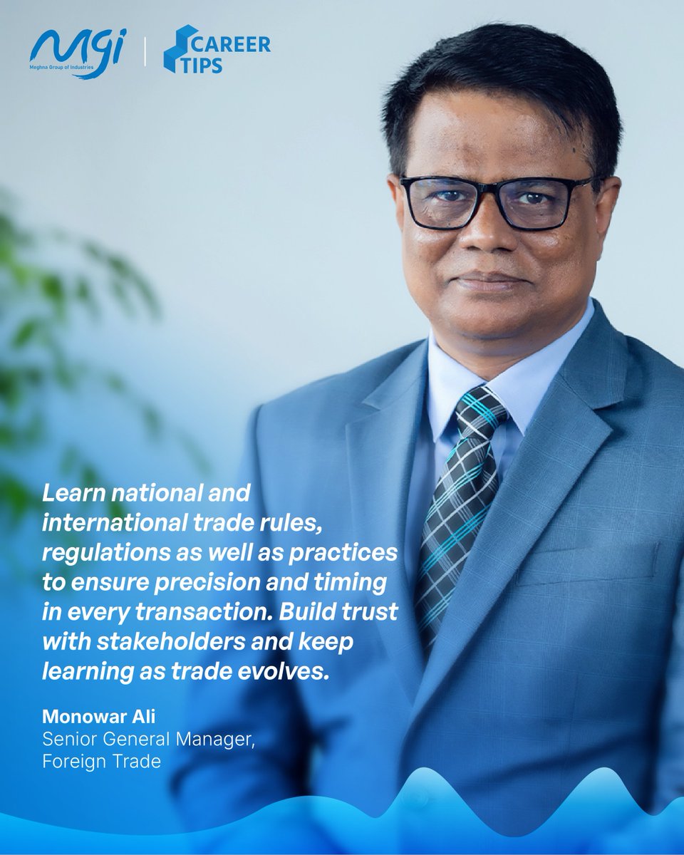MGI_BD's tweet photo. Every successful trade takes knowledge, precision, and trust. Monowar Ali, Senior General Manager, Foreign Trade, shares key insights on navigating the world of foreign trade in this edition of Career Tips.
#CareerTips #ForeignTrade #MGI https://t.co/CMteJFVOjh