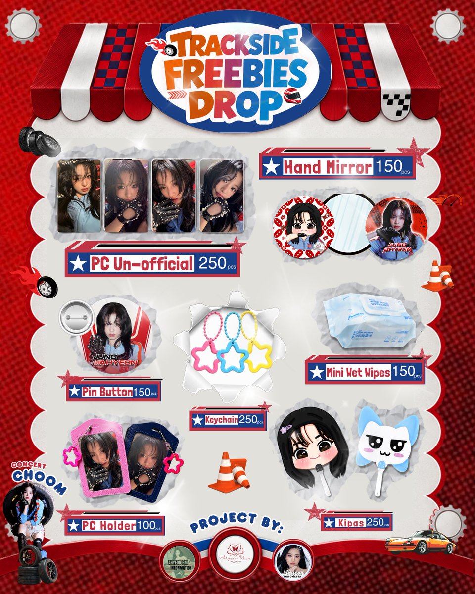 ahyeonwave's tweet photo. [PROJECT 3 AHYEON GOES TO INDONESIA]🇮🇩

🏁TRACKSIDE FREEBIES DROP!
650 FREEBIES GRATIS UNTUK MONSTIEZ &amp; HYEONIES!

150 KIT &amp; 100 PC hold + 150 pcs HAND MIRROR &amp; 250 pcs KIPAS SIAP DIBAGIKAN!

Special thanks to our sponsors on X:
@Ahyeonabi @rukakawai4ever

#AhyeonGoesTolndonesia https://t.co/gQuS5ODLjF
