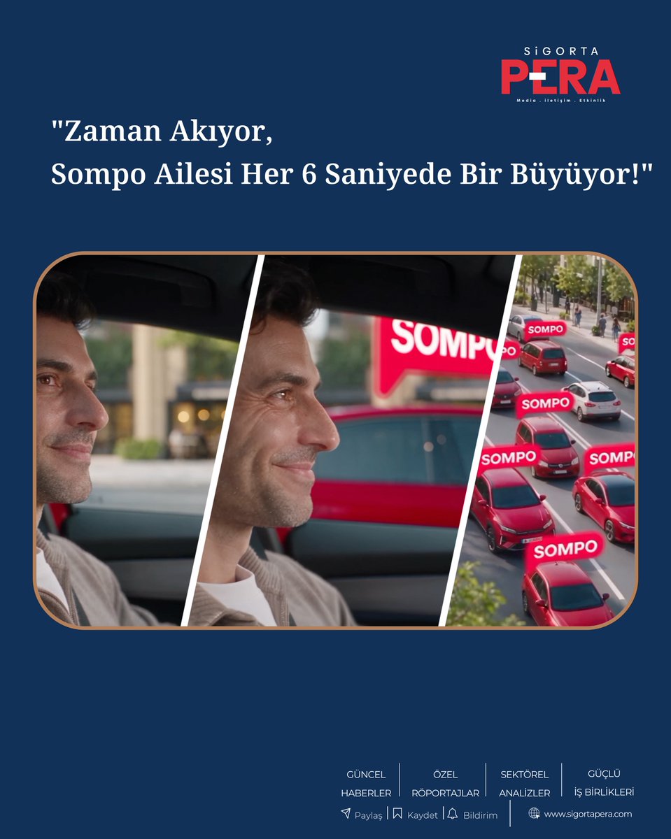 sigortapera's tweet photo. "Her 6 saniyede bir kişi daha Sompo Sigortalı oluyor!" Sompo Sigorta, yapay zekâ teknolojileriyle hazırlanan yeni reklam kampanyasını başlattı. 👉 https://t.co/0hT2LqaASM👉 https://t.co/lum5WMuox9 #SompoSigorta #6Saniye #YapayZeka #SigortaPera https://t.co/q8gzUKnpIu