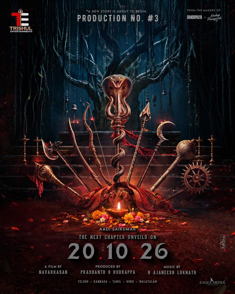 Filmy_Today's tweet photo. Nammaleru, oohinchaleru! #AadiSaiKumar biggest mystic thriller #Trishul first look Oct 20th na! 🔱🔥

#AadiTrishul https://t.co/O9GfXtSwn1