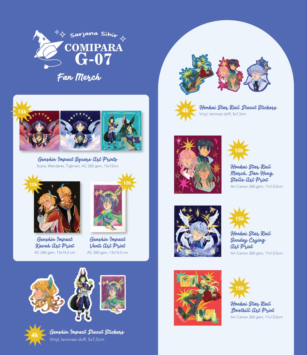 mafiraninanina's tweet photo. 🔁&amp; ❤️are appreciated!
#Comipara7 #cmpr7 #Comipara

COMIPARA 7 FAN MERCH CATALOGUE:
📍Booth: Sarjana Sihir (G-07)
JEC, 17-18 Oct 2026

Fandom: Arcane League of Legends, Genshin Impact, Honkai Star Rail

semoga masih ada fandom arcane indo 🥲

#Arcane
#GenshinImpact
#HSR https://t.co/X5Crb8LwEp