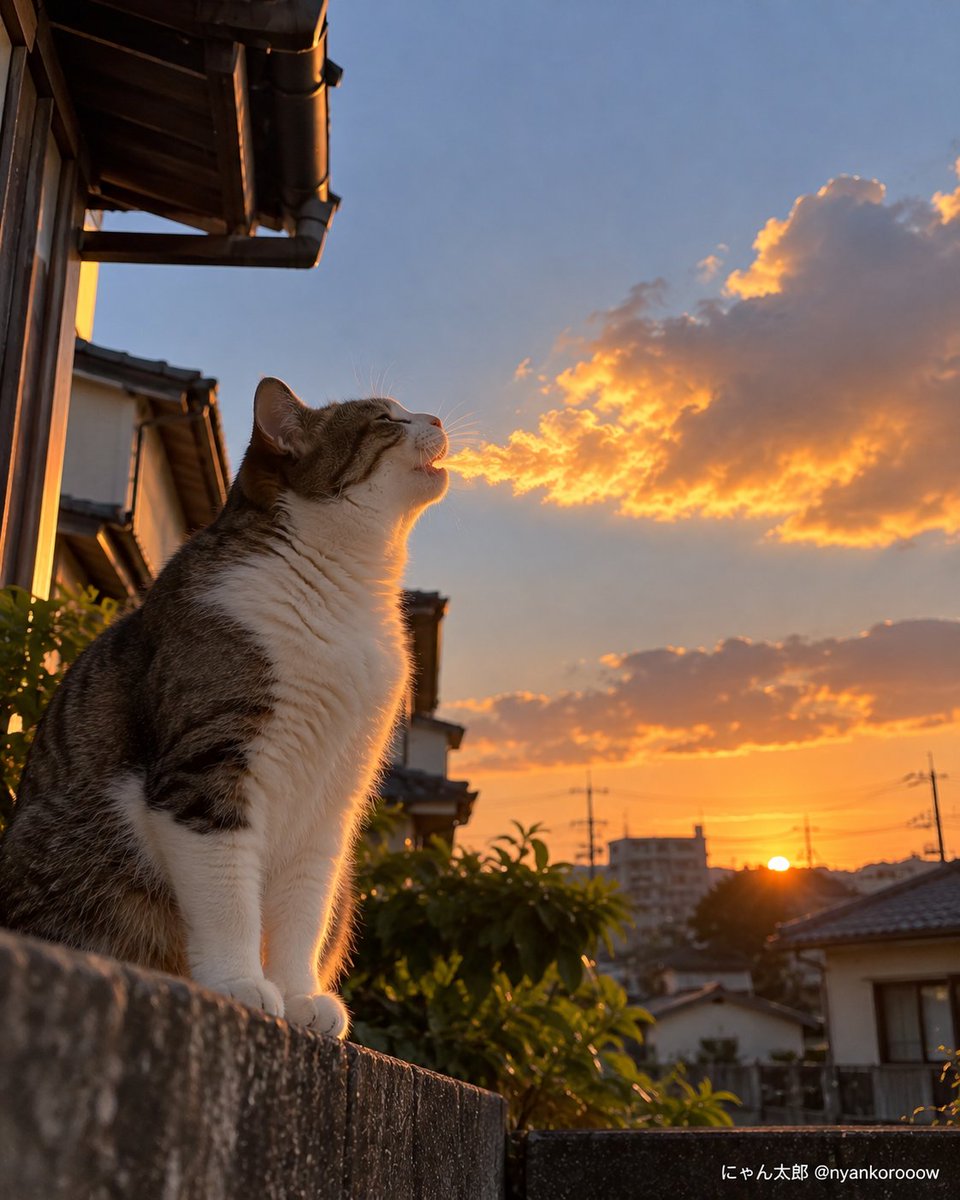 nyankorooow's tweet photo. 子どものころ、夕焼けは誰が赤くしているんだろうと不思議だった。

大人になって、太陽の光の仕組みを知って、そんなことすっかり忘れていた。

昨日、塀の上で鳴いている猫を何気なく撮ったら、ずっと探していた答えが写っていた。

昔の自分にこの写真を見せてあげたい。

たぶん学校で習った説明より、こっちを信じると思う。

正直、大人になった私もちょっと信じている。