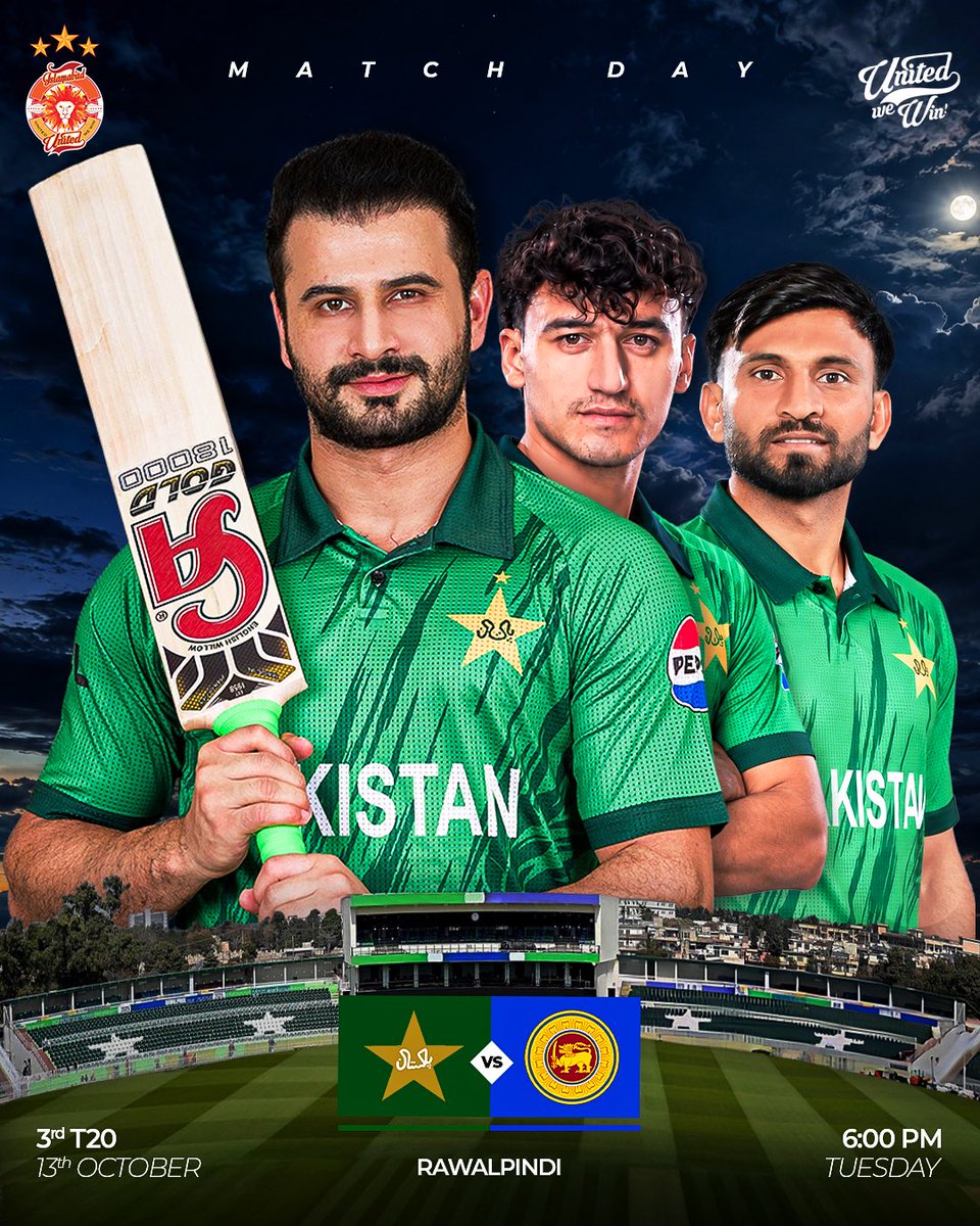 IsbUnited's tweet photo. Two wins down, one more to go!🔥

The Men in Green are ready to finish the job in style as they take on Sri Lanka in the 3rd &amp; Last T20I tonight!

#PAKvSL | #UnitedWeWin | #RangJeetKaLaalHai https://t.co/lkWt9tP9A4