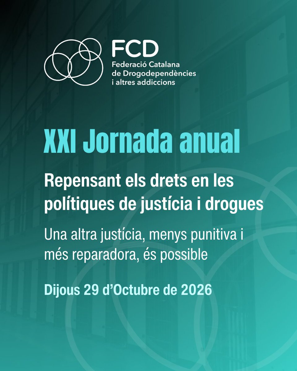 FCDrogodep's tweet photo. 🔉XXI Jornada Anual de la FCD – 29 d'octubre de 2026

📅 Data: Dijous, 29 d'octubre de 2026
🕘 Horari: De 9:00 h a 14:30 h
📍 Lloc: Palau Macaya
👉 Inscripcions aqúí: https://t.co/O4zLuN2tsF https://t.co/D6xOD1kmGK