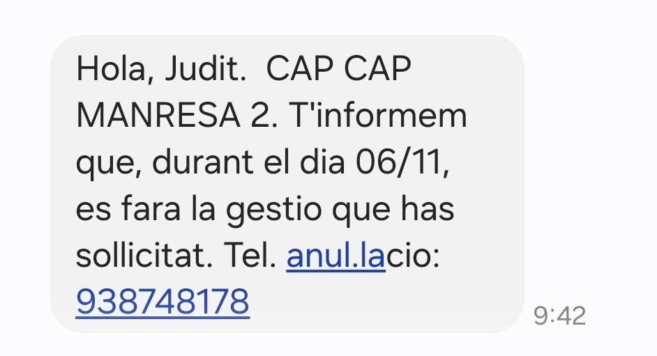 Judit_Ll_'s tweet photo. He enviat una e-consulta al meu doctor de capçalera. Em responen que d'aquí 1 mes em gestionaran la petició.
1 puto mes per obrir un correu i respondre'l. https://t.co/7ZM9shvRmE