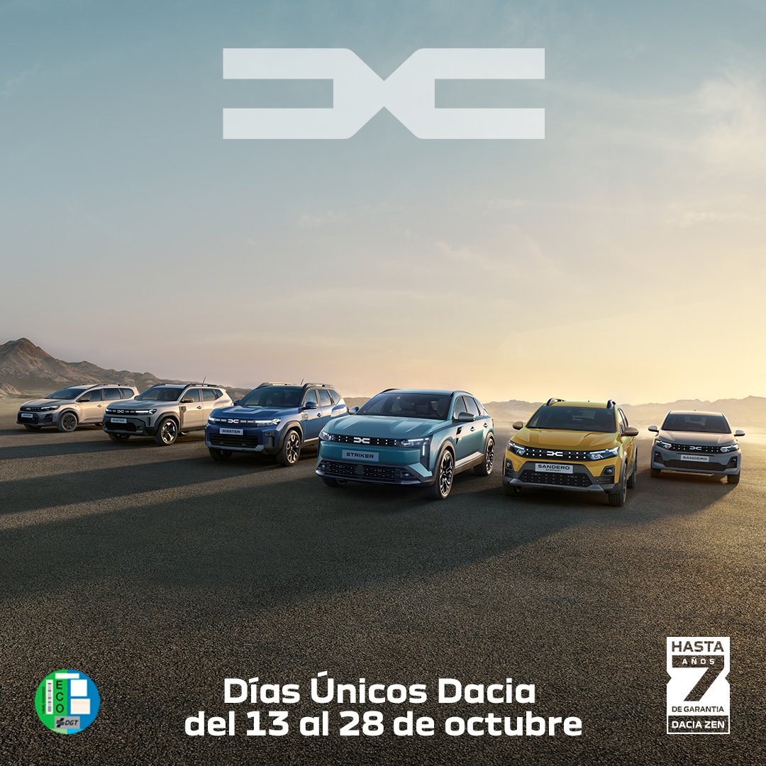 AUTOSAE's tweet photo. 𝗗𝗜́𝗔𝗦 𝗨́𝗡𝗜𝗖𝗢𝗦 | Ahora tu #Dacia, con las mejores condiciones 👌

☑️ Solo hasta el 28 de Octubre
☑️ Ofertas especiales

¡Reserva ya tu cita!

Te esperamos en Dacia Autosae, 🏢Concesionario Oficial Dacia en #Pinto, #Parla, #Aranjuez y #Móstoles. https://t.co/3uCVGNNoSP