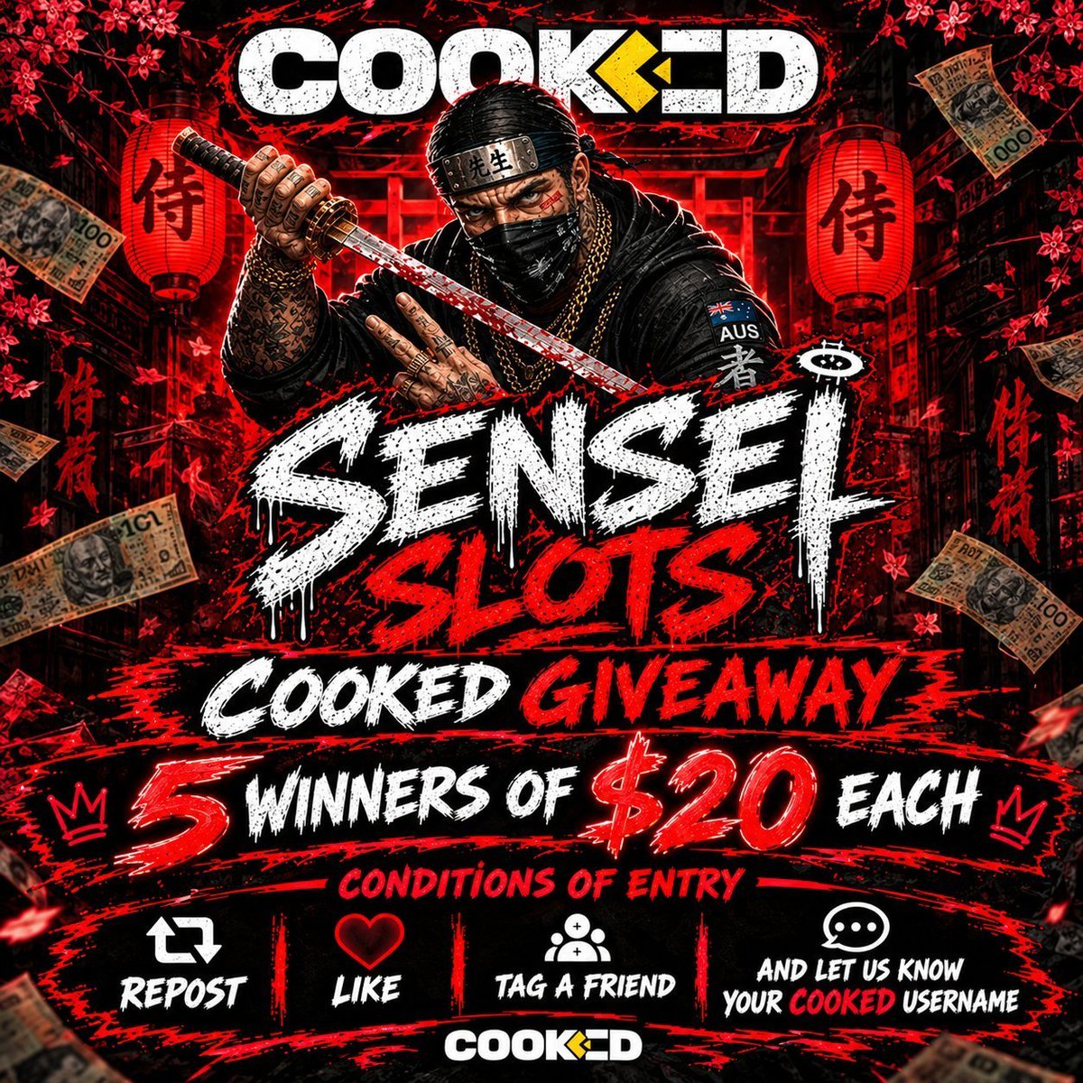 SENSEISLOTS's tweet photo. 🔥🔥 GIVEAWAY TIME!!! 🔥🔥

💰 5 LUCKY WINNERS WILL WIN $20 EACH! 💰

🔥 HOW TO ENTER: 🔥
🔄 Repost this post
❤️ Like this post
👥 Tag a friend (A REAL PERSON NOT A CELEB) AND Drop your COOKED username in the comments!

⚠️ MUST BE LIVE IN THE STREAM WHEN DRAWN!

WE WILL LET YOU KNOW IN DISCORD WHEN WE BEGIN THE GIVEAWAYS!
https://t.co/aJBVb1IQOq

⏰ DRAWN WEDNESDAY THE 14TH OF OCTOBER IN THE PM STREAM

🎥 WINNERS DRAWN LIVE!
 https://t.co/kPWMGKL447

🔥 PLAY WHERE WE PLAY! 🔥
https://t.co/jqB3dI69L9
💰 100% MATCH DEPOSIT UP TO $1,000

⚠️  Active cooked accounts must have made a deposit of $30 USD or more.

@Cookedcom
