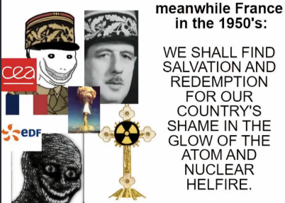 FamilyFriendlyX's tweet photo. This argument would be great if post-ww2 france wasn't like itchin' to fucking vaporize Germany in the cold war with nuclear weapons https://t.co/TEM7gFjDC3