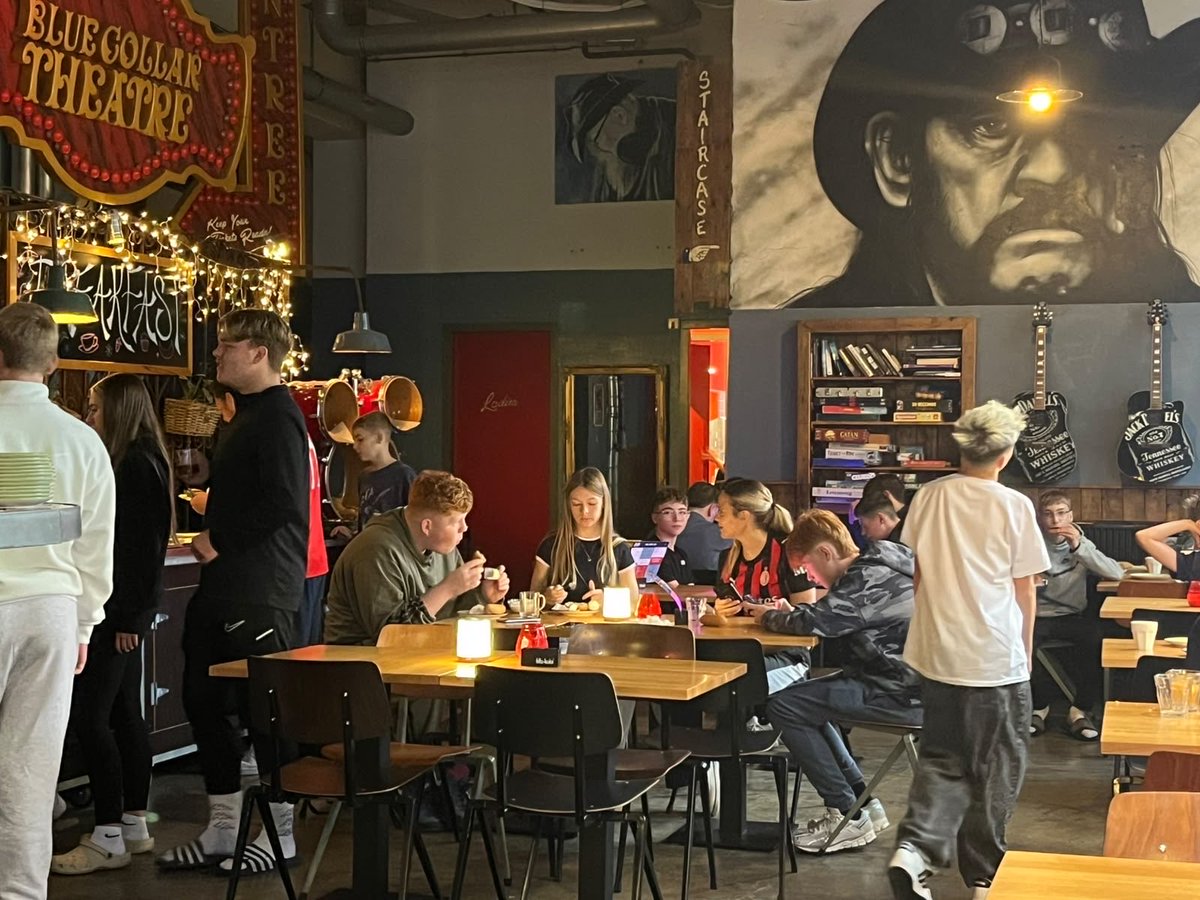 OrionSpiresPE's tweet photo. Good morning from Eindhoven! 

The boys and girls are starting their first full day in the Netherlands with a traditional Dutchbreakfast! 🥐🍞

Everyone is getting fuelled up and ready for a busy day ahead, with our first football fixtures against VV Brabantia this evening! ⚽ https://t.co/iV2HgXWCQk