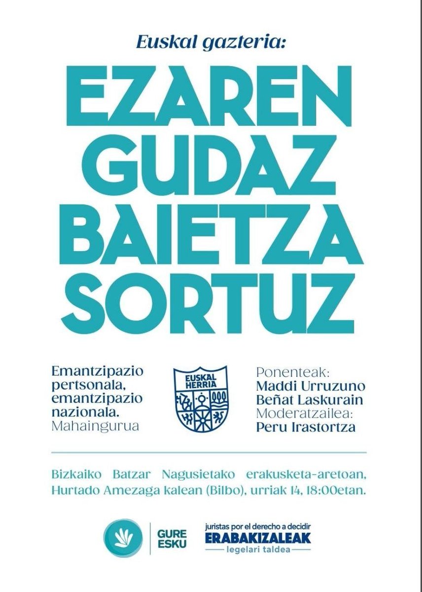 gure_esku's tweet photo. Hitzaldi interesgarria antolatu dugu, bihar, Bizkaiko Batzar Nagusietako erakusketa aretoan. Anima zaitezte! https://t.co/eoZ7MMinQS