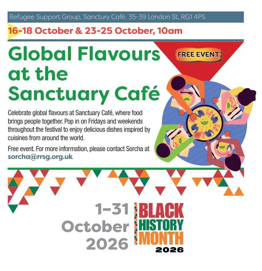 EventsInReading's tweet photo. 🥘 Celebrate global flavours at Sanctuary Café, where food brings people together. Pop in on 16-18 October &amp; 23-25 October at 10am to enjoy delicious dishes inspired by cuisines from around the world.

📍 @ReadingRefugees, Sanctury Café, 35-39 London St, RG1 4PS
ℹ️ Free event https://t.co/7ZjbihlSPs