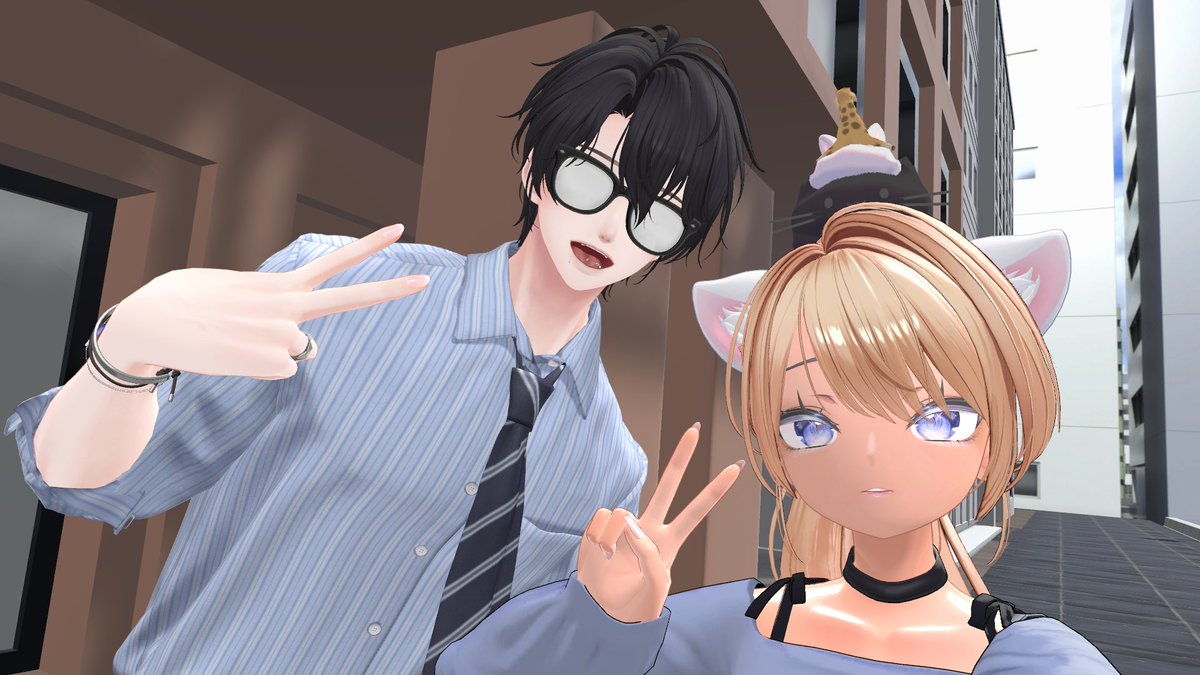 _nyunnyu's tweet photo. #喫茶スクワット ＃VRCスクワット界隈

「退勤してきたオタクの後輩とギャル先輩」コンセプトで行きました…⁉️
みんな頑張ってたのが伝わって楽しかったし、胸アツだった🥹
けんちゃんに買わされたような気がするけど、まぁいっかｗ
みんなお疲れ様でした！
前借りした分はちゃんとスクワットします💀 https://t.co/RxFWMjKEU1