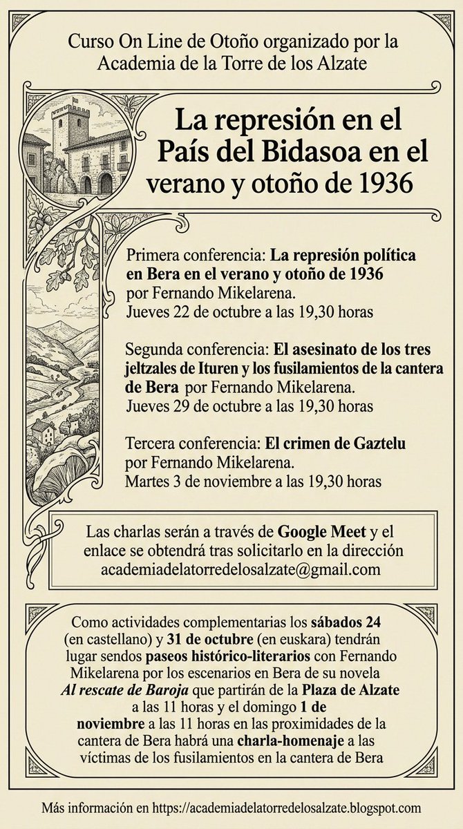 FMikelarena's tweet photo. Y está es la programación de la modalidad online del curso para quienes no puedan acudir a las charlas presenciales https://t.co/p0lV6UZFnS