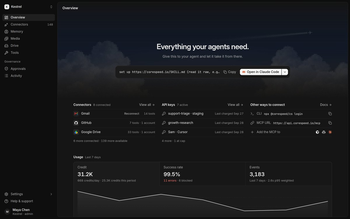 haosu_cs's tweet photo. agents don't care what the dashboard looks like. i do.

spent a little time polishing the dashboard and giving @CoreSpeedHQ a new look. https://t.co/aWPziWGq4O