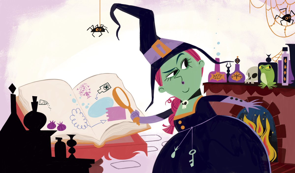 cillustrators's tweet photo. Armed with a magnifying glass, this studious witch by Laura Brenlla (rep'd by @goodkidtweets) investigates the secrets of the ancient spellbook! 📖🔍🧙‍♀️

Check out this artist's #portfolio 👉 https://t.co/spWknGDQEI

#childrensillustrators #childrensbooks #kidlitart https://t.co/5QMNHUn6ZW