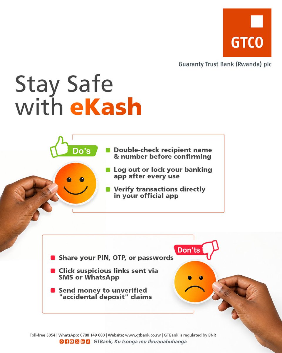 GTBankRW's tweet photo. Stay safe with eKash https://t.co/RVIUnTqtvh