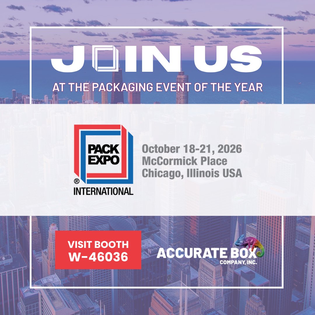 AccurateBoxCo's tweet photo. Chicago, here we come! 📦✨
We’re just one week away from @packexposhow 2026!
Stop by Booth W-46036 to meet the Accurate Box team, see what’s new, and learn more about our high-graphic litho-laminated corrugated packaging capabilities.
#PACKEXPO #AccurateBox https://t.co/Juv97z3h8F