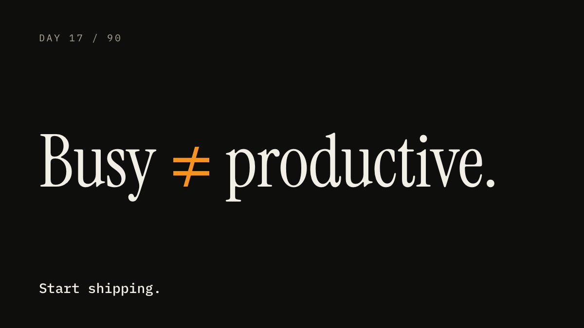 BalticsCook's tweet photo. Day 17 of 90.

Fake busyness: refreshing charts, scrolling CT, checking every Telegram group, chasing every new narrative. It feels productive, and nothing moves.

Crypto is full of it: endless hours on work that feels important and that nobody cares about.

Stulberg calls it 𝗵𝗲𝗿𝗼𝗶𝗰 𝗶𝗻𝗱𝗶𝘃𝗶𝗱𝘂𝗮𝗹𝗶𝘀𝗺 in The Practice of Groundedness. 

Always busy, restless when you aren't.

I've never met a wealthy person who told me they were really busy. If they don't want in, they just say no.

Your output matters not the hours you put in.

Close the charts. Start shipping.