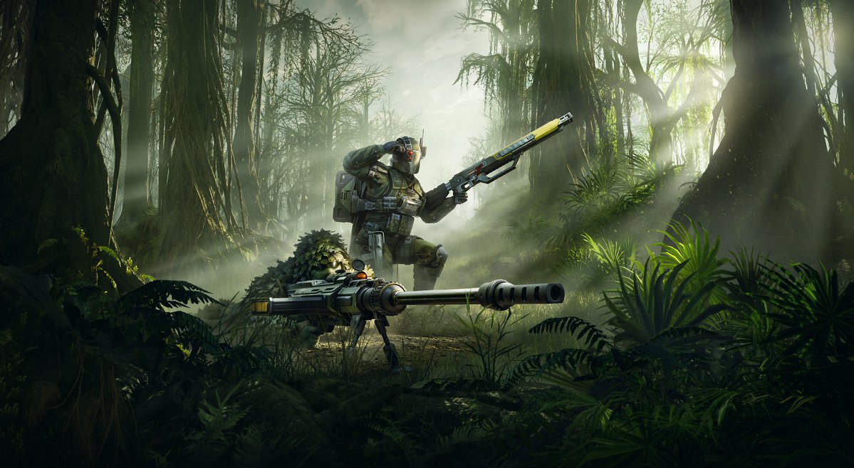 PlayStation_BR's tweet photo. Camufle-se no campo de batalha com os novos conjuntos de armadura de Helldivers 2 que imitam o ambiente ao seu redor. Disponíveis a partir de 20 de outubro, como parte do bônus de guerra premium Alcance da Autoridade.

Saiba mais: https://t.co/tlpRTBpnOS https://t.co/P0fE0jwMOb