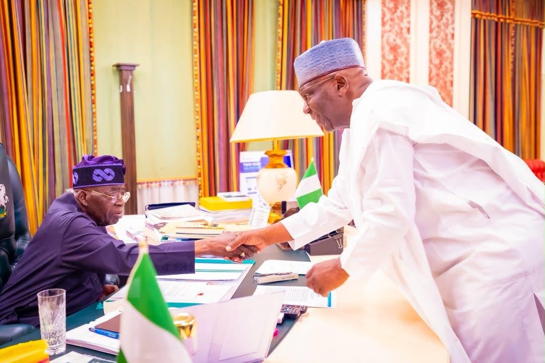 followKWSG's tweet photo. President @officialABAT GCFR receives in audience Kwara State Governor @RealAARahman CON at the State House, Abuja on Tuesday. https://t.co/sicN1gUAuA