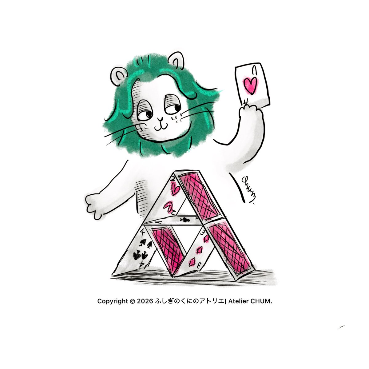 Atelier_CHUM's tweet photo. DAY13: Flimsy

そ〜っと、そ〜っと…🤫🏰🃏

#inktober2026 
#イラスト
#ゆるいイラスト https://t.co/DLvclOzO3i