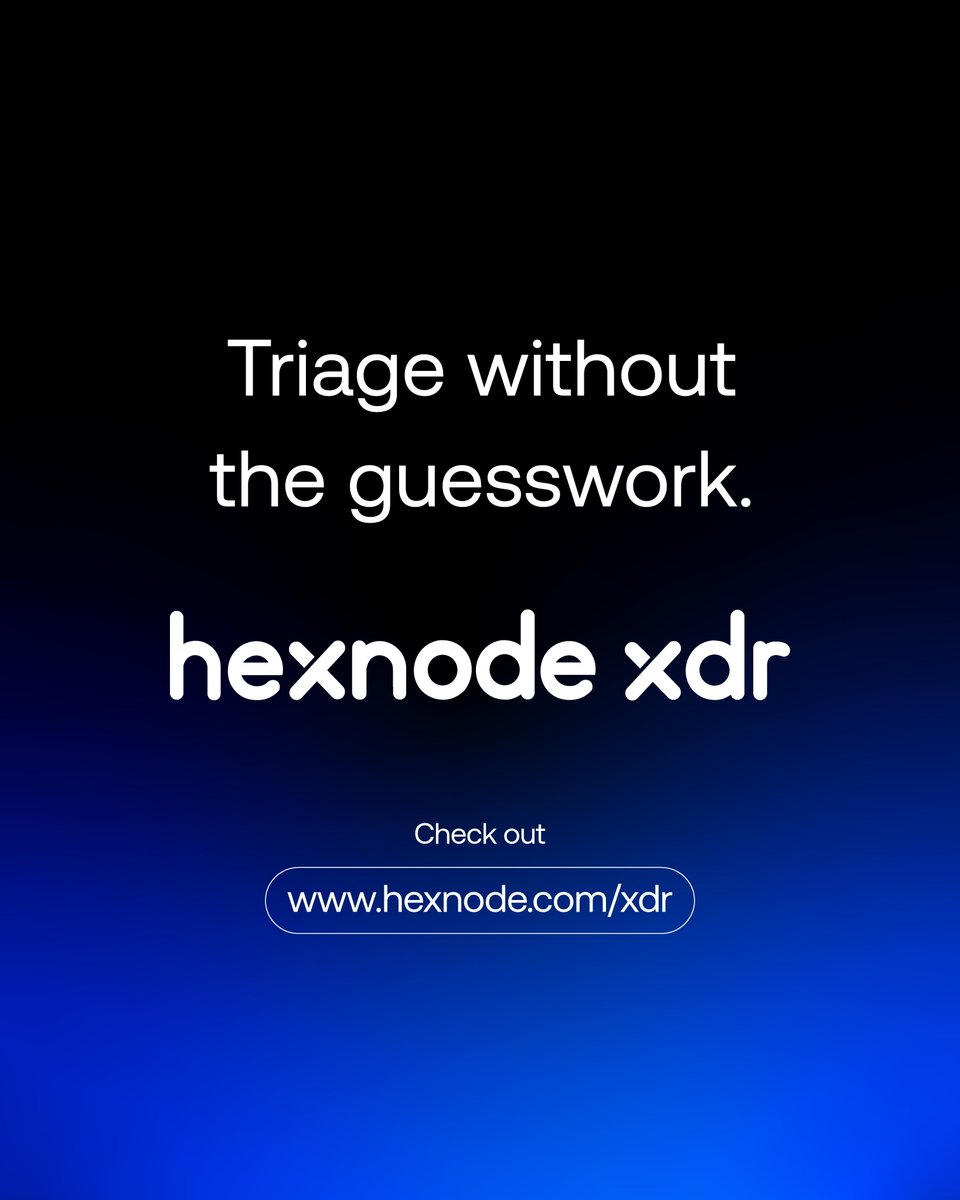 thehexnode's tweet photo. Not every alert deserves the same level of attention.

Hexnode XDR helps security teams separate signal from noise by scoring risk, prioritizing alerts, and filtering out known activity—so attention goes where it’s needed most.

That means less time spent chasing low-value signals and more time focused on the activity that could have a real impact on the environment.

See how smarter triage starts with Hexnode XDR → https://t.co/T74FWneDfl