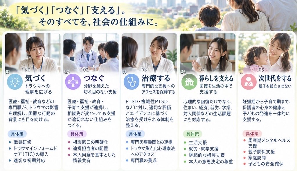 cpss4836's tweet photo. 「PTSDは身体疾患だ」というようなことを考えたことはあるけど、「身体の多系統損傷」という表現は、頷ける。

いずれにしても、その人の精神や社会生活（及び周囲の人たち）、現在や将来に大きな影響を及ぼすし、公衆衛生の観点からももっと考えられてよいと思う。

ましてや、次の世代の心・身体の健康＝ウェルビーイングにも影を落とす。

トラウマ支援の体制が、医療・社会福祉・教育・発達支援・子育て支援、…等々、様々な領域で整えられて欲しい。