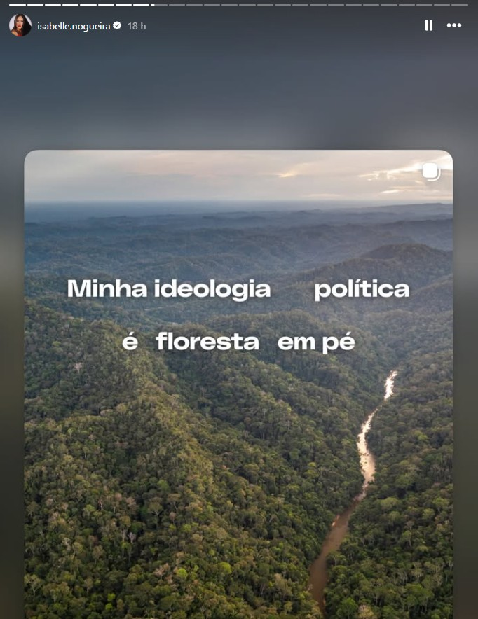 centralreality's tweet photo. Ex-BBB Isabelle Nogueira via Instagram: "Minha ideologia política é floresta em pé." https://t.co/2HqS7QFhtE