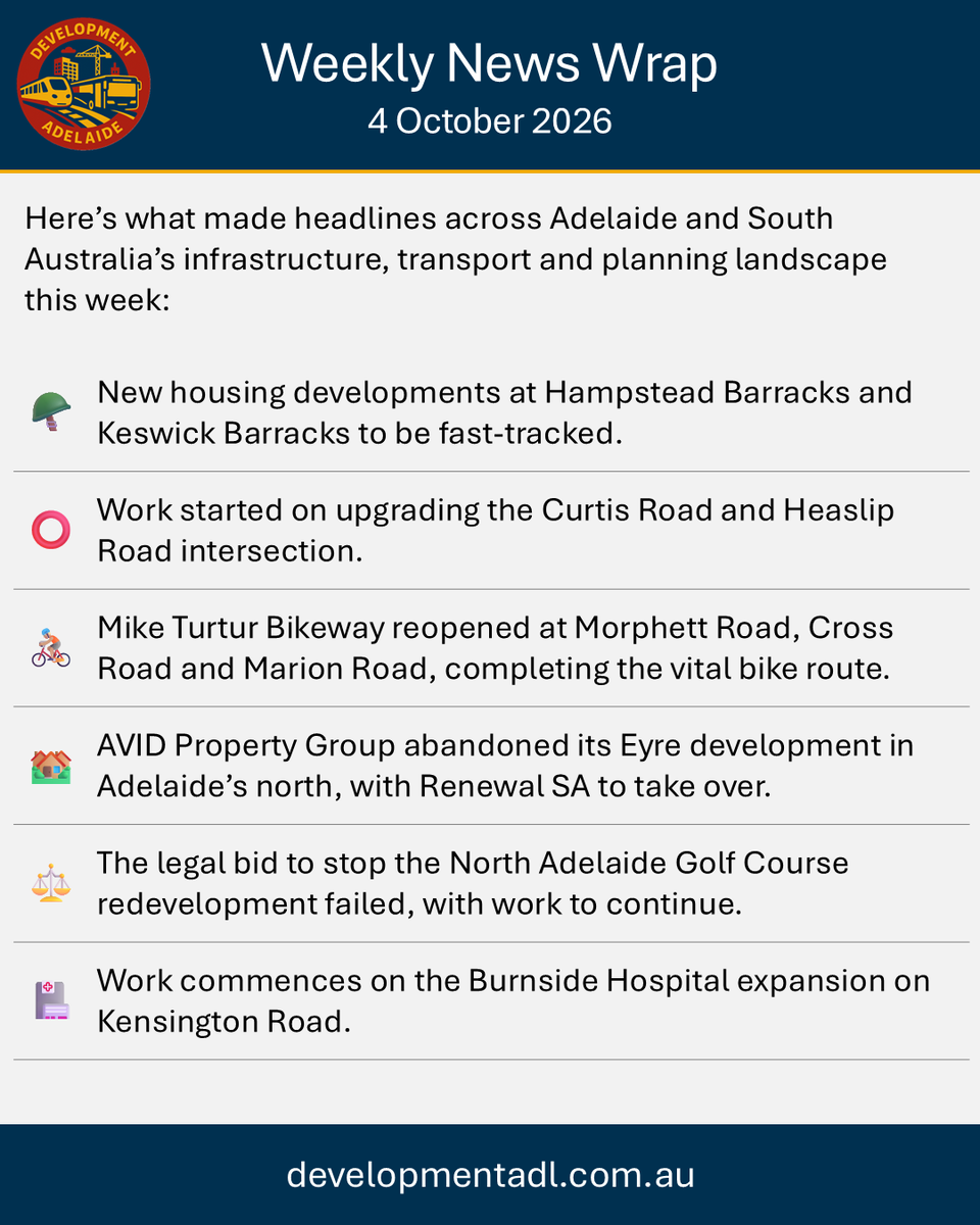 developmentadl's tweet photo. Our weekly wrap for all things infrastructure, transport and planning in #Adelaide and #SouthAustralia! https://t.co/RlsojJnh1h