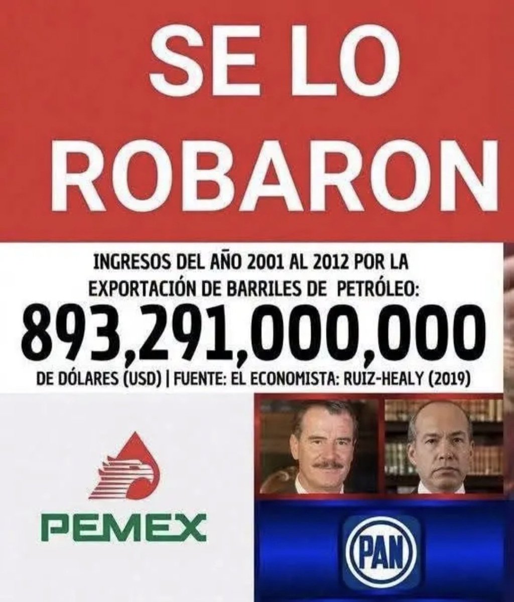 Humbert26546572's tweet photo. @VicenteFoxQue Vicente siento decírtelo, no sabes como estamos felices los mexicanos con la 9 REFINERÍAS que hiciste en CENTRO AMÉRICA CON EL PLAN PUEBLA PANAMÁ, y como se Robaron Tú y Calderón las REMESAS de petróleo que entraron al país.
Grandulon HDTRPM.

 👇 https://t.co/L9Di0LrQHj