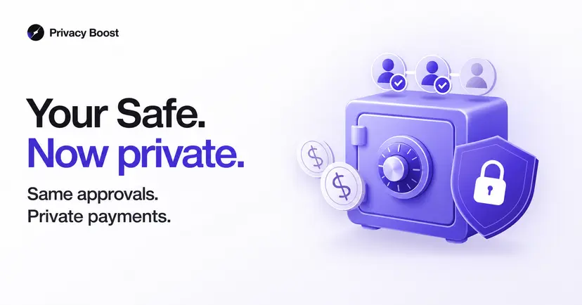 PrivacyBoost's tweet photo. [How Privacy Boost Works #5]: Keep Your Safe, Make Payments Private

Why give up your multisig to go private?

With Privacy Boost V2, a regular Safe transaction approves each private spend.

Onchain shows the approval, not who got paid or how much.

Full detail below ↓