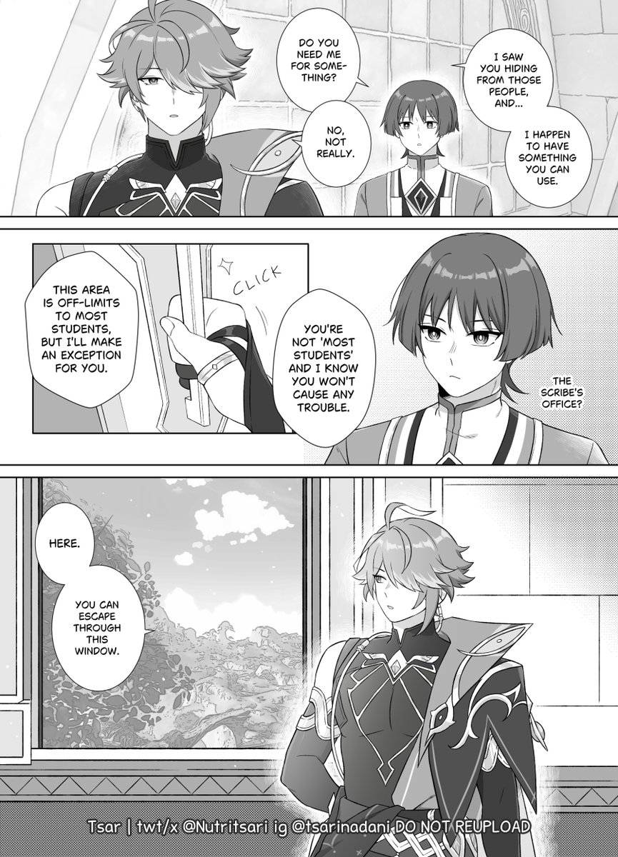 Nutritsari's tweet photo. Pages 1-3/6 ☂️🌱 Second meeting~ 
More sample pages from my #scaratham #scarathamratiofamilyAU doujinshi! https://t.co/3MBvP9MsvU